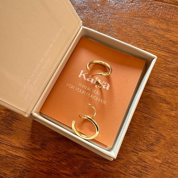 Kaiya Spiral Hoop Twist Double Earrings 14K Gold Plated - Picture 3 of 4